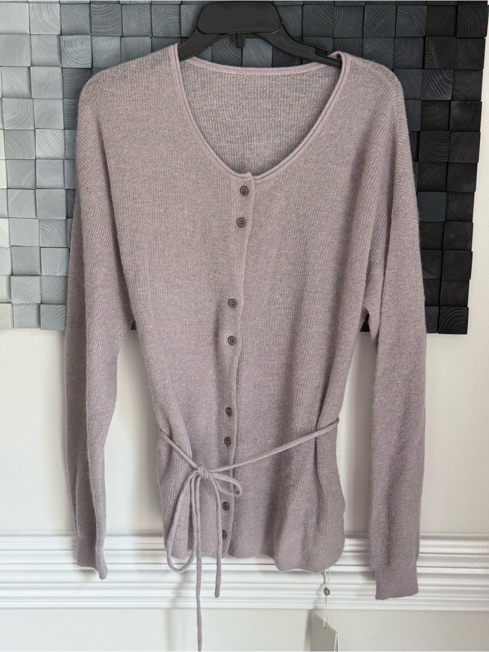 Lavender Tie-Waist Button-Front Women’s Cardigan - Picture 12 of 15